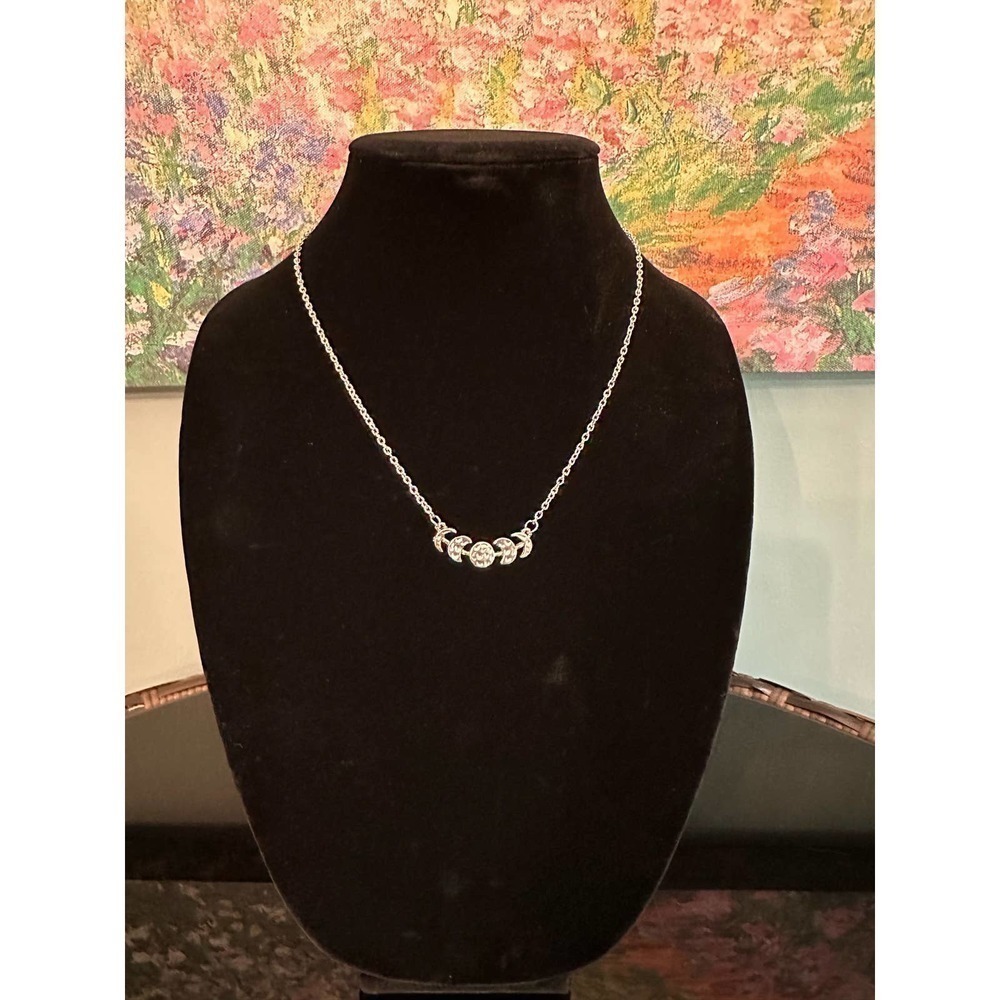 MOON phases pendant necklace silver tone - Picture 3 of 8